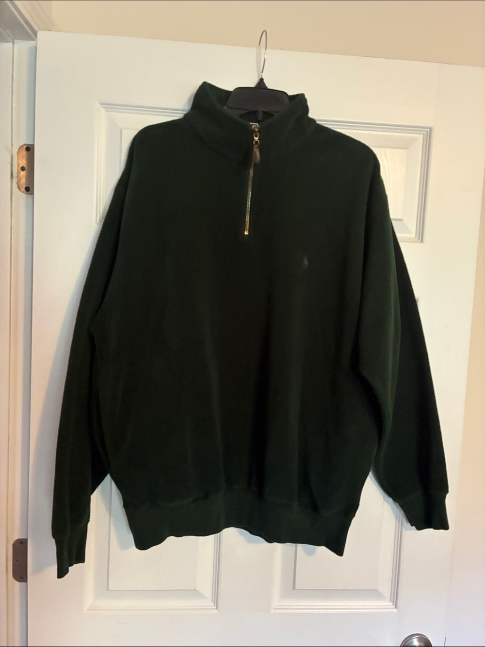 Ralph Lauren POLO Dark Green Quarter-Zip Men's Sweater size large